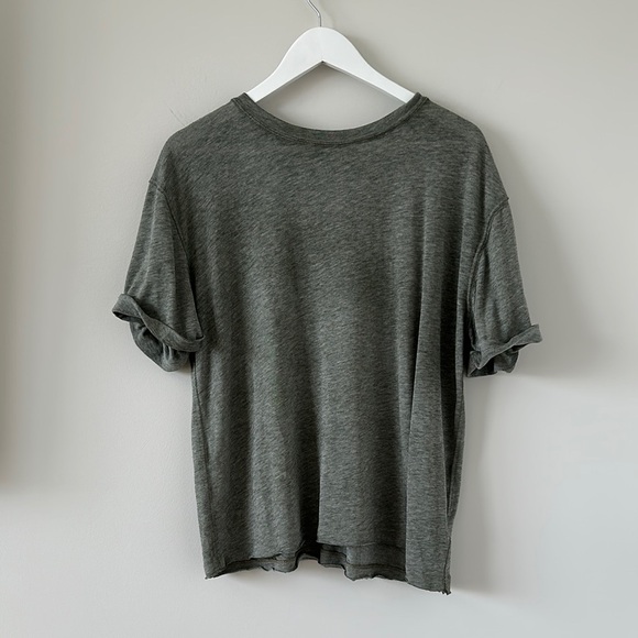 Free People We the Free Cassidy Tee Army Green Casual Cotton Tshirt Small Boxy - Picture 3 of 15